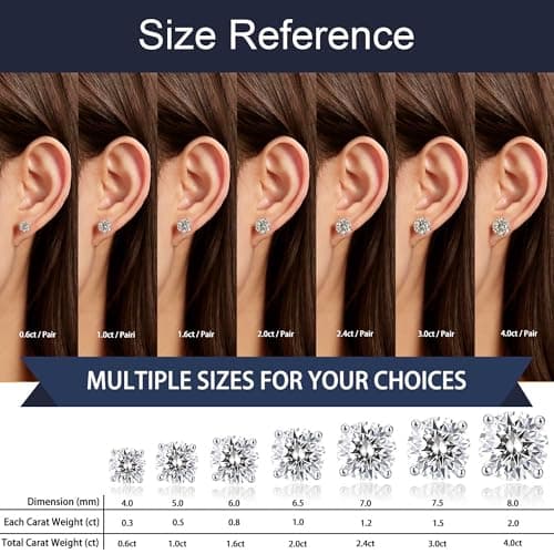Lyniuoy Mothers Day Gifts Mother In Law Gift For Mom With Gift Box 18K White Gold Plated 925 Sterling Silver Hypoallergenic Flat Back Stud Earrings For Sensitive Ear 6mm 0.8ct X2 - Thumbnail 3
