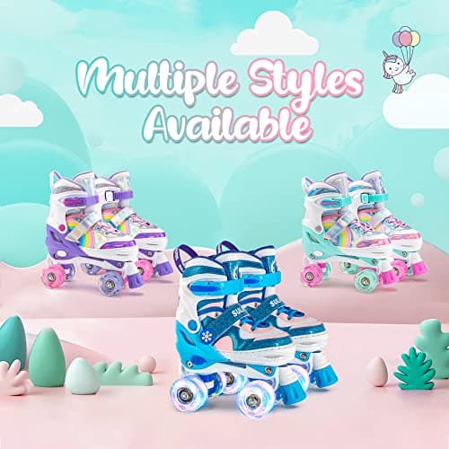 SULIFEEL Rainbow Unicorn 4 Size Adjustable Roller Skates for Girls Boys for Kids Ages 3-5 5-8 6-12 Children Skates Indoor Outdoor - Thumbnail 6