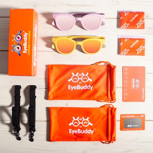 EYEBUDDY Kids Toddler Sunglasses Age 2-4/3-5 Boys Girls Polarized UV Protection Sun Glasses for Age 2-8 (Age 2-8/2-Pack, A9-Kids Sunglasses-Dazzling Pink & Yellow) - Thumbnail 6