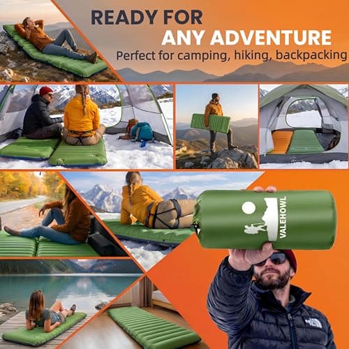 VALEHOWL 4" Thick Camping Sleeping Pad, R4.0 Compact Air Mattress for Tent - Thumbnail 6
