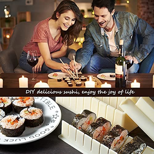 HI NINGER Sushi Making Kit Deluxe Edition Heart Sushi Mold Press with 8 Sushi Rice Roll Mold Shapes 1 Fork 1 Spatula 1 Sushi Knife, Complete Sushi Maker Kit 12PCS DIY Home Sushi Tool - Thumbnail 5