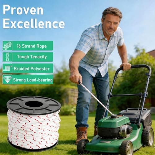 Alrhipvm Pull Cord Rope 100ft x 13/64"(5mm), Recoil Starter Rope Pull String for Small Engine, Pull Rope for Lawn Mower Generator Chainsaw Trimmer Edger Brush Cutter - Thumbnail 3