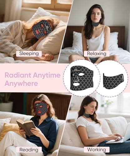 EVFOFO Red Light Therapy Mask for Face and Neck, 7-Color LED Face Mask Light Therapy with 850nm NIR -Professional Red Light Therapy for Face, Skin Rejuvenation, Anti-Wrinkle & Firming at Home - Thumbnail 6