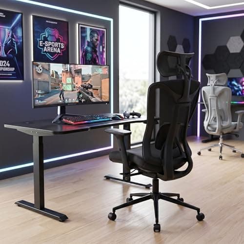 LuxErgo Ergonomic Office Chair, High Back Mesh Desk Chair with Adjustable Headrest Lumbar Support Seat Depth, 300 Lbs Big and Tall, 90-110° Tilt Lock Swivel Rolling Task Chair, Black - Thumbnail 3