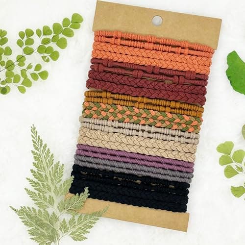 Hair Ties for Thick & Thin Hair, Elastic Hair Bands for Women Sleep, Sports, Ponytail Holder No Damage| Boho Bracelets Hair Accessories-24 pcs - Thumbnail 4