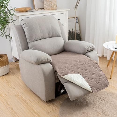 Genina 100% Waterproof Recliner Chair Covers, Anti-Slip Recliner Cover Dog Chair Cover Furniture Protector, Chair Sofa Slipcover for Pets Dogs, 1 Piece (Taupe, Recliner) - Thumbnail 5