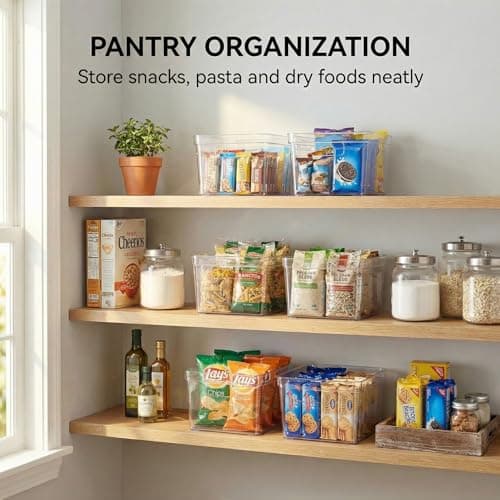 MOONEDGE 8-Pack Clear Cube Storage Bins, 10x10 Open-Top Plastic Organizer Boxes, Durable PET Containers for Closet Shelf,Pantry,Ktichen,Fridge,Playroom,Bathroom and Whole Home Organization - Thumbnail 4