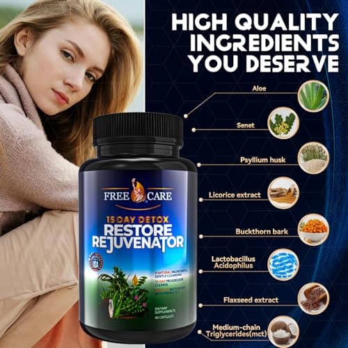 FreeCare Colon Cleanse 15+5Day Upgrade,Advanced Gut Cleanse Detox for Women & Men Fast Natural Laxative for Constipation Relief with Cascara Sagrada, Psyllium Husk, Senna Leaf & Probiotics, Non-GMO - Thumbnail 5