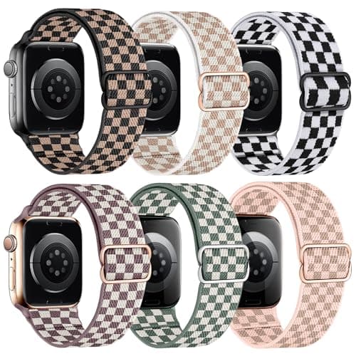 MITEV 6 Pack Stretchy Solo Loop Compatible with Apple Watch Band 38mm 40mm 41mm 42mm 44mm 45mm 49mm Women Men,Soft Nylon Elastic Braided Strap Wristband for iWatch Series Ultra 10 9 8 7 6 5 4 3 2 1 SE - Image 1