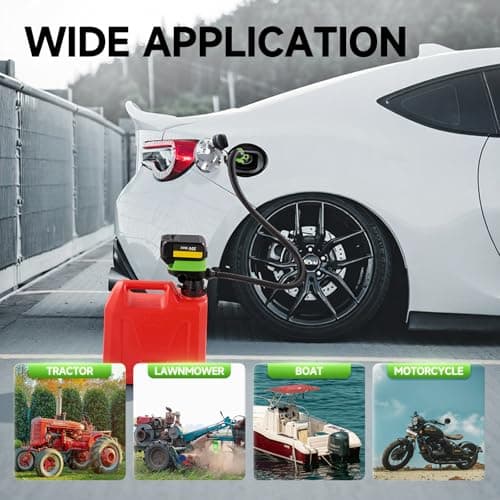Fuel Transfer Pump with Auto Stop Sensor(3.2 GPM) Compatible with DeWalt DCB20 & Milwaukee M18 Batteries(Not Included), Portable Fuel Pump, 41" Hose Gas Can Pump for Diesel, Gasoline, 3 Tank Adapters - Thumbnail 3