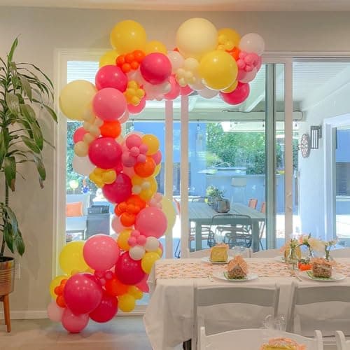 Balloons Pink Orange Yellow, 50PCS Pink Yellow Orange Balloon Arch Kit, Latex Party Balloons for Birthday Decoration Wedding Baby Shower Engagement Balloons Decoration Party Supplies - Thumbnail 4