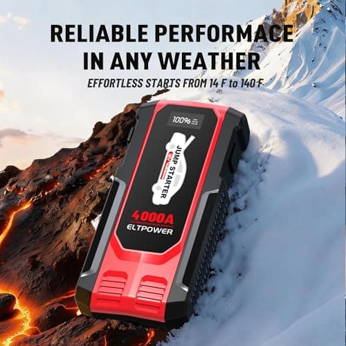 4000A Car Jump Starter Portable Jump Box Battery Booster Pack with Jumper Cables and LED Light Upto 8L Gas and 7L Diesel Engines - Thumbnail 6