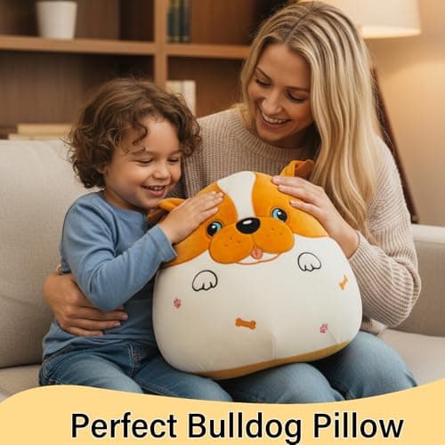 Bulldog Stuffed Animal Body Pillow - 14 Inch Large Dog Stuffed Animal Body Pillow for Adult Kids Bulldog Loved Decorative Animal Pillow Giant Pet Puppy Plush Cushion Hugging Pillow for Sofa Bed - Thumbnail 2