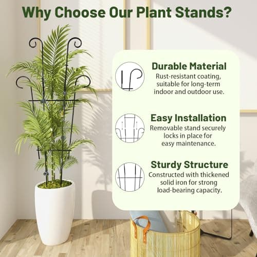 25.6 Inch Plant Trellis for Climbing Plants, 4 Pack Metal Garden Trellis for Potted Plants Indoor House Plant Climber Support Stakes with Plant Clips for Monstera Pothos Hoya Ivy Flower - Thumbnail 3