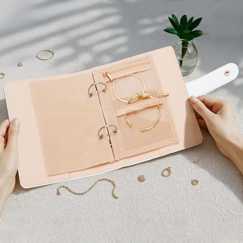 WOOMADA Travel Jewelry Organizer Bag, 5 Pcs Clear Velvet Zipper Pockets for Women, Portable Jewelry Storage Pouch for Travel & Business Trips - Thumbnail 6