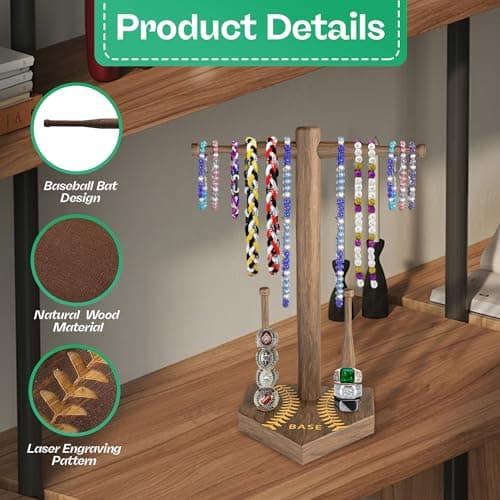 Taprion Wooden Baseball Softball Drip Ring Holder,Championship Ring Display Stand,Organizer for Sports Rings Softball Memorabilia-Baseball Accessories Gifts(Wood Brown) - Thumbnail 5