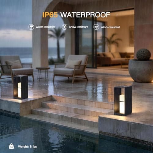 MVBT 17" Tall Solar Floor Lamp, 3000K LED Solar Lanterns Outdoor Waterproof, Modern Outdoor Lights for Patio, Large Pathway Lights Solar Powered, Dusk to Dawn Floor Lamps for Yard Pathway Garden Porch - Thumbnail 4