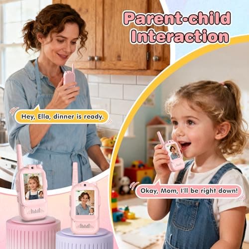 Video Walkie Talkies for Kids, 2 Pack Facetime Walkie Talkies with HD Camera & Voice Changer for Boys Girls for Family Games, Indoor, Outside, Hiking Christmas Birthday Toys Gift Ages 3-12 (Pink) - Thumbnail 6