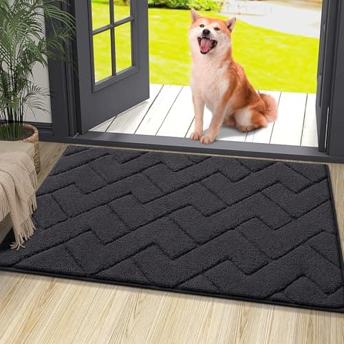 OLANLY Indoor Door Mat, 36x24, Dirt Resistant and Absorbent, Sturdy Non-Slip Rubber Backing, Easy to Clean, Washable Low-Profile Doormat for Entryway, Slate Gray - Image 1