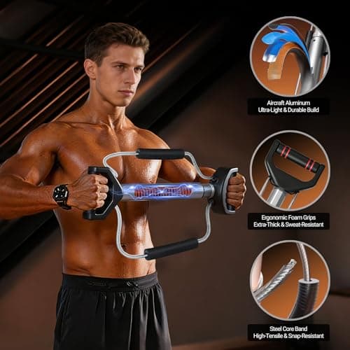 Chest Workout Equipment Arm Trainer - Adjustable 4 Resistance Levels (26-90 lbs) Forearm Muscle Train Exerciser Strengthener for Men & Women, Ergonomic Home Gym Strength Trainer with Anti-Slip Handles - Thumbnail 2