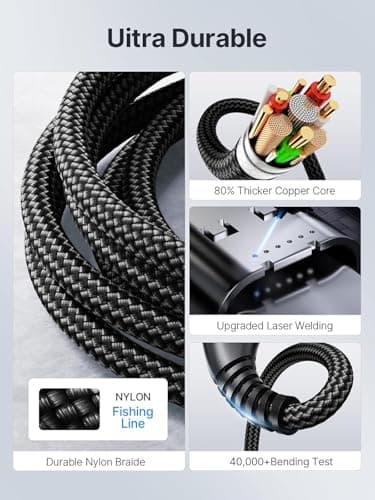 10FT USBC to USBC Cable 100W Fast Charging, Nylon Braided USB C to USB C Charger Cord Compatible with iPhone 17 Pro Max 16 15, MacBook Pro/Air, iPad, Samsung Galaxy S26 Ultra S25 S24, PS5, Switch - Thumbnail 5
