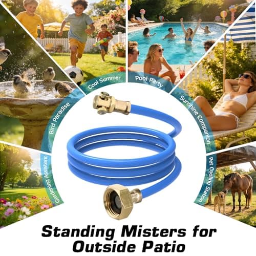 Mellbree Misters for Outside Patio, Standing Outdoor Hose Misting Cooling System, Portable Water Mister for Patio, BBQ, Pool, Garden, Bird Bath, Tanning, Mist Sprinkler for Plants, 80 Inch Blue - Thumbnail 6
