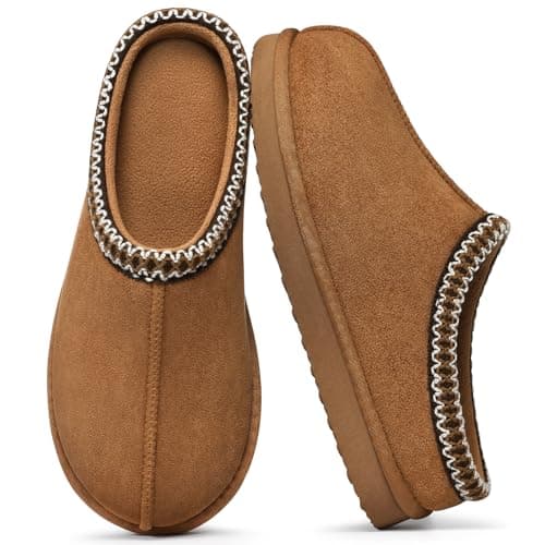 Litfun Memory Foam Slippers for Women Cozy Warm House Shoes Indoor and Outdoor, Chestnut 42/43 - Image 1