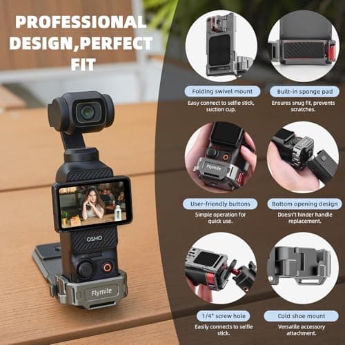 Flymile Pocket 3 Magnetic Mount, Magnet Expansion Adapter Holder with Cold Shoe on Iron Fence etc, Aluminum Alloy Magnetic Mount Stand for DJI Osmo Pocket 3 Xtra Muse Creator Combo Handle Accessories - Thumbnail 4