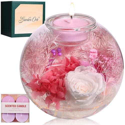 Aoshin Preserved Flowers Rose in Glass Dome with Candle, Eternal Flowers Gift Set for Women Wife Girlfriend Mom Grandma - Mother Day Christmas Anniversary Birthday Gift (White-Rose) - Image 1