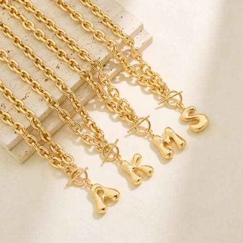 MIJENITI Statement Necklace for Women - Chunky Gold Statement Necklace for Women, Letter M Jewelry Fashion Gold Jewelry - Thumbnail 5