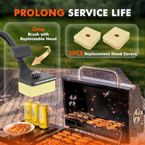 PROKITCHEN 2 in 1 Safe Bristle Free Grill Brush for Outdoor Grill, Non Metal Bristles BBQ Grill Cleaner with Scraper & Replaceable Head，Wireless Sponge Brushes for Men Dad 1+2 Pack - Thumbnail 6