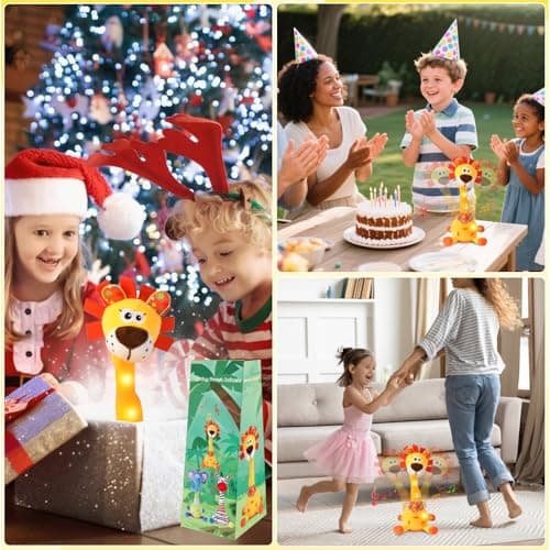 Dancing Talking Lion Plush Toy, Interactive Mimicking Recording Repeating Lion Stuffed Animal, Singing 10 Children's Songs, Tummy Time Light Up Toy for Toddlers 1-3 Years, Forest Birthday Party Gifts - Thumbnail 6