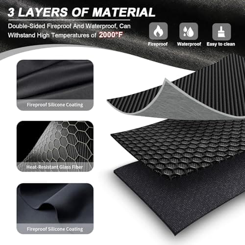 RERAMDO 48 X 30 Inch Under Grill Mats for Outdoor Grill, Double-Sided Fireproof/Waterproof/Oil-Proof Grill Pad, BBQ Matt for Under Grill, Indoor Fireplace/Fire Pit Mat, Deck and Patio Protector Mat - Thumbnail 2