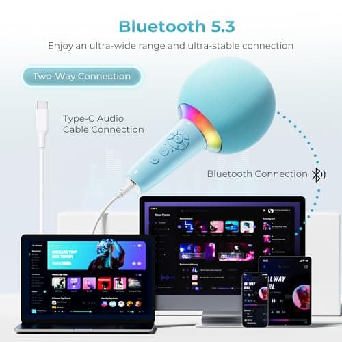 Wireless Kids Karaoke Microphone Karaoke Mic Speaker with LED Light - Thumbnail 6