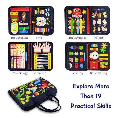 LearnToy Montessori Busy Board for Boys 3 4 5 Year - Thumbnail 2