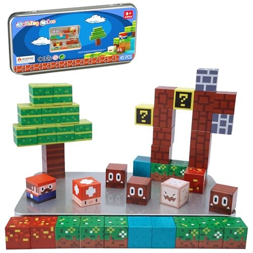 GANGZHIBAO Magnetic Blocks - 45PCS Building Blocks, Magnetic Tiles Kids Build Cubes STEM Game Toys, Travel Toys for Kids Ages 4-8 Christmas Birthday Gifts for Boys and Girls Ages 3+