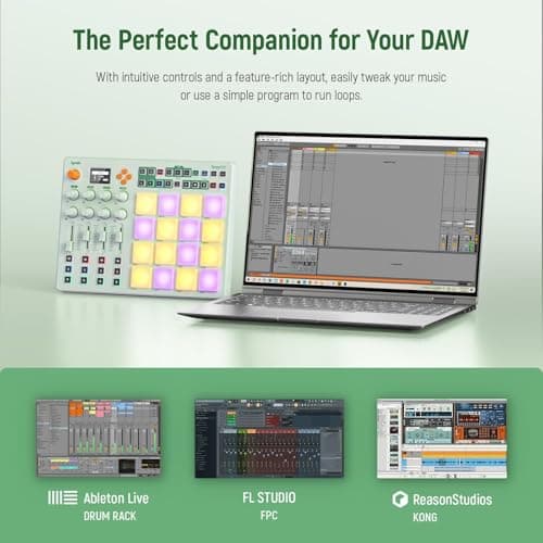 Midi Pad Controller, Portable Beat Maker Machine with Drum Pads, Beginners Beating Pad Velocity Sensitive, LED Display for Music Production (Wireless MIDI) - Thumbnail 5