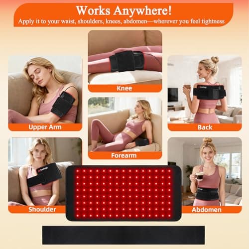 Red Light Therapy for Body, 3 in 1 LED Bead 660nm 850nm 16" Infrared Red Light Therapy Belt Wrap Pad for Back Shoulder Waist Stomach Knee Muscle - Thumbnail 5