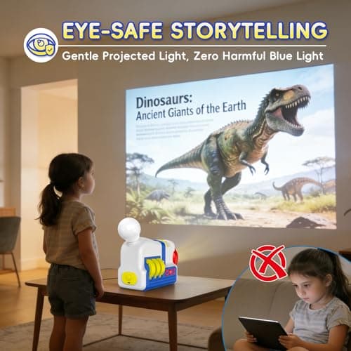 YEQOO Story Projector for Kids, Educational Story Dream Machine with 32 Stories & 4 Science Cartridges, Audio Books for Toddlers, Night Light & White Noise, Bedtime Story Player - Thumbnail 5