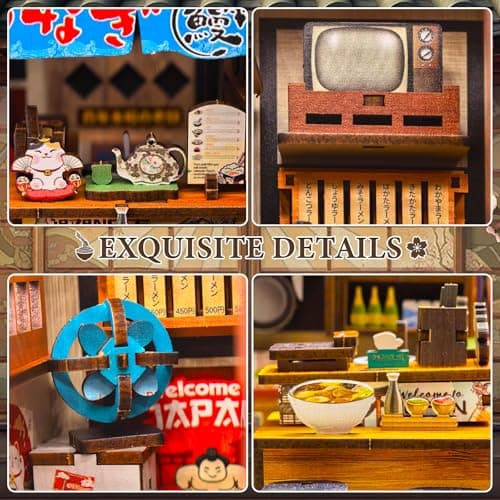 DIY Miniature House Kit, Book Nook Kit Mini Japanese House Bookshelf Decor, Tiny Dollhouse Building Kit for Adults & Teens, Gifts for Family, Friends - Thumbnail 3
