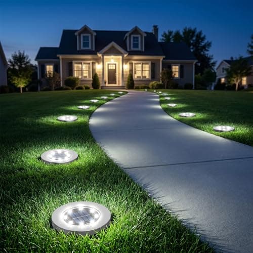 INCX 4.6 inch Solar Lights Outdoor Waterproof,12 Pack Solar Lights for Outside, Solar Garden Lights Landscape Lighting for Patio Pathway Lawn Yard Deck Driveway Walkway, Cold White - Thumbnail 4