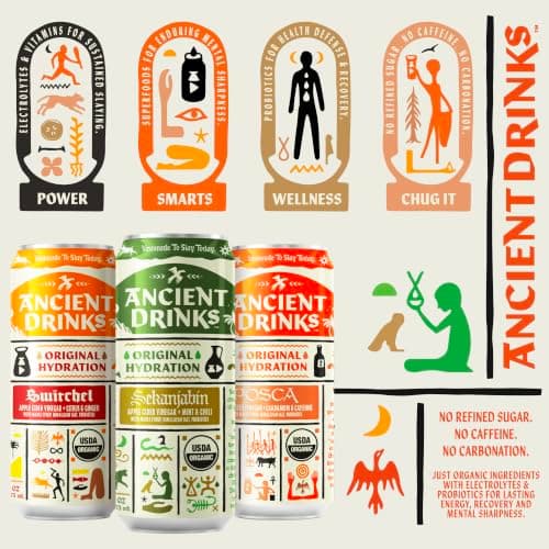 ANCIENT DRINKS Apple Cider Vinegar Electrolyte Drink with Probiotics – Organic Hydration Beverage Variety Pack (Posca, Switchel, Sekanjabin) – ACV Sports Drink with Natural Vitamins – 16 oz Cans, 12 Pack - Thumbnail 4