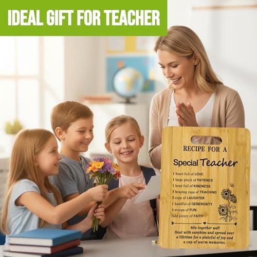 Gifts for Teacher Appreciation Gift Ideas, Recipe Cutting Board for Teacher Thank You Gift from Students, Best Gifts for Teachers Gifts Teachers Retirement Day Gift Bamboo Cutting Board Kitchen Decor - Thumbnail 6