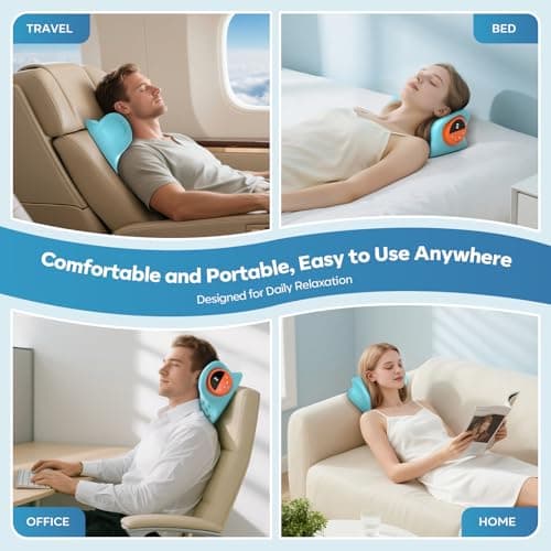 2026 Neck Massager 4-in-1 with Deep Tissue 3D Kneading & Soothing Heat - Portable Cordless Pillow for Cervical Traction, Shoulder and Back Relief, 9 Intensity Levels with Type-C Charge For Home Office - Thumbnail 6