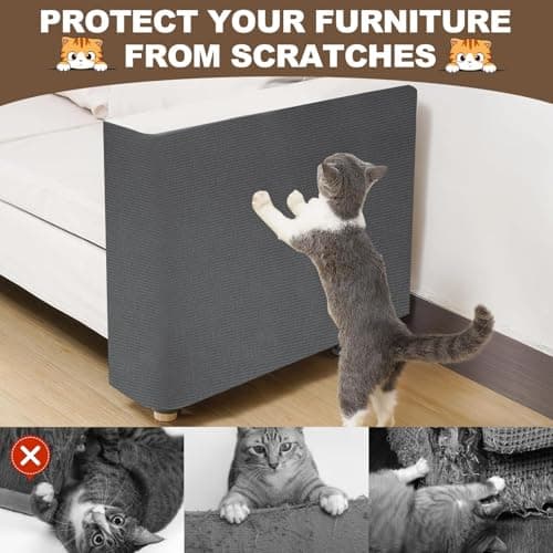 Cat Scratch Furniture Protector, 78.7"x15.8" Cat Scratching Mat, Trimmable Self-Adhesive Cats Claws Scratch Pads, DIY Carpet Mat Replacement for Cats Tree, Cats Wall Shelves, Dark Grey - Thumbnail 4