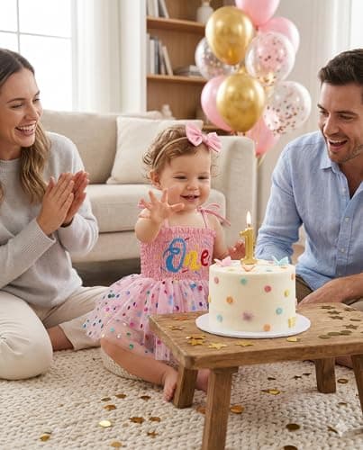 ChuYuKu Baby Girl First Birthday Outfit Sleeveless Tulle Princess Dress 1st Birthday Gift Party Wedding Clothes - Thumbnail 2