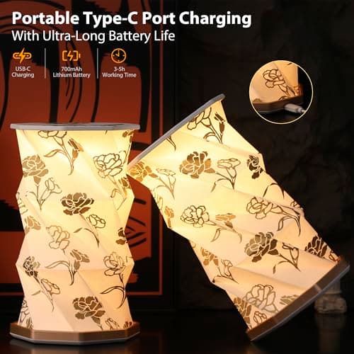 ZBOLE Birthday Flower Folding Rotating Lamp - January Carnation, Rechargeable Folding Paper Light, Elegant Gift Box – Ideal Anniversary, Birthday Gift for Women, Mom, Sister, Grandma-White - Thumbnail 3
