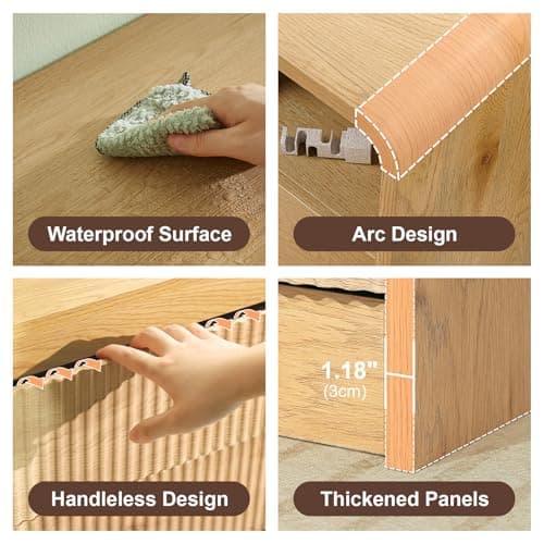 Modern Fluted Night Stand with Charging Station, 25" Tall Wood Nightstand Bedside Table with 3 Drawers & USB Ports, Mid-Century End Table for Bedroom (1, Nature Smooth, 2 Drawers) - Thumbnail 6