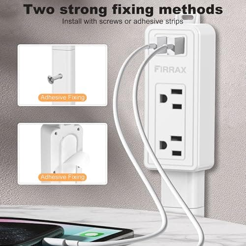 Electrical Outlet Extender Stick 2 Pack- Features USB-A, USB-C and 2 AC Outlets, Extends 6"-34" Extendable Outlet Extender with 4-Way Plug, Access Hard-to-Reach Outlets Behind Couches, Nightstands - Thumbnail 5