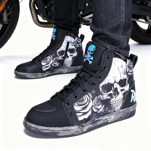 GXZUORUI Motorcycle Shoes for Men, Breathable Anti-Slip Casual Motorcycle Riding Shoes Motocross Protective Boots with Side Zipper, Ankle Support Footwear (Black, Adult, Men, 7, Numeric, US Footwear Size System, Medium) - Thumbnail 2